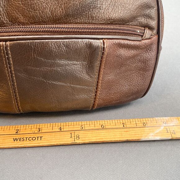 VTG 90s Pebbled Leather Patchwork Backpack Bag Womens Purse Brown Adjustable - Picture 14 of 16